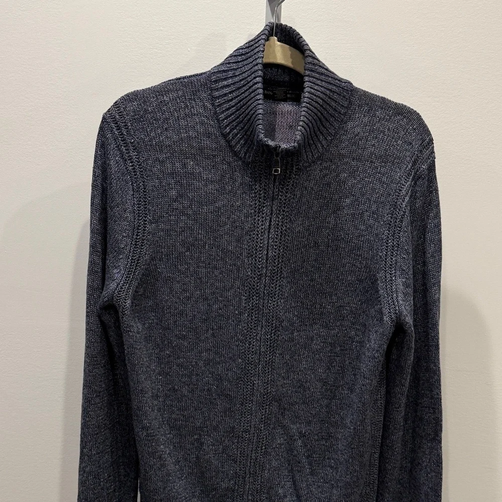 Banana Republic Men's Full Zip-Up Sweater Cardigan Size L Linen Chunky Knit